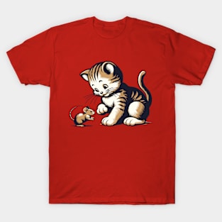 Cat playing with a little mouse T-Shirt
